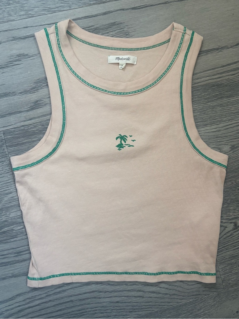 Madewell Paradise Palm Graphic Supima Rib Crop Tank Size M
